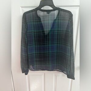 a new day Blue and Green Plaid Top